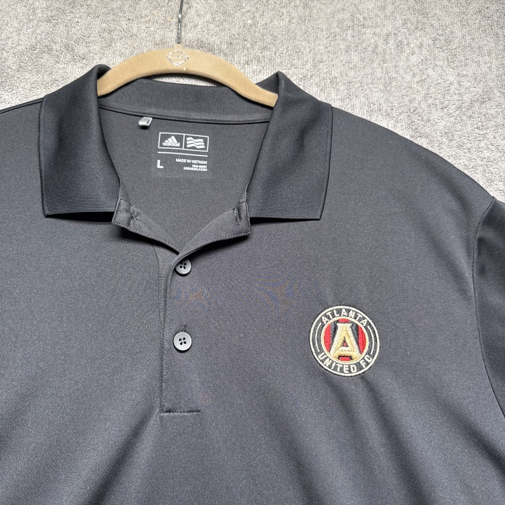 Atlanta United FC Adidas Polo‎ Shirt Black MLS Soccer Golf Embroidered Large